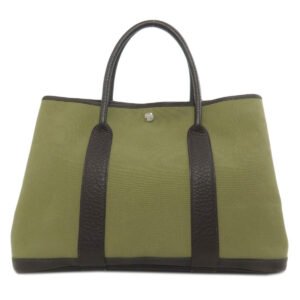HERMES Tote Bag Towar Officche green Garden Party PM SilverMetal Women Used | AlmaBagz