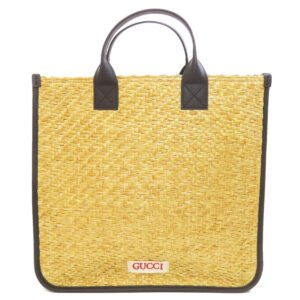 GUCCI Tote Bag 648841 straw beige Children 3D Apple Women Used | AlmaBagz