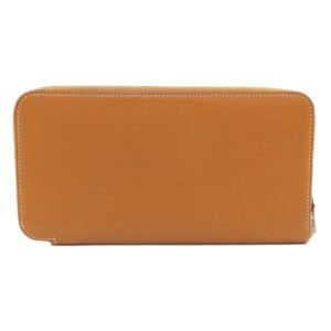 HERMES Long Wallet Purse Epsom Brown Azap Silk In Long Silver Metal | AlmaBagz
