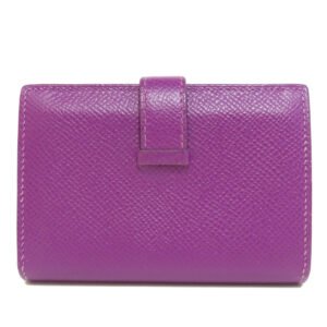 HERMES Card Case Epsom purple Bearn Gold Metal | AlmaBagz