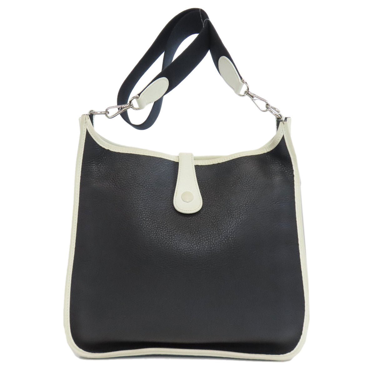 HERMES Shoulder Bag Taurillon Clemence black Evelyn PM SilverMetal | AlmaBagz