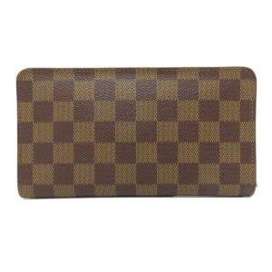 LOUIS VUITTON Long Wallet Purse N61728 Damier canvas Brown Portonet Zip Women Used | AlmaBagz