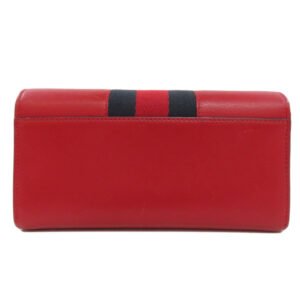 GUCCI Long Wallet Purse 476084 leather Red Sylvie Continental Women Used | AlmaBagz