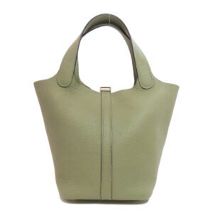 HERMES Handbag Taurillon Clemence green Picotin Lock PM Gold Metal Women Used | AlmaBagz