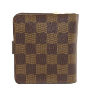 LOUIS VUITTON Bifold Wallet M61668 Damier canvas Brown Compact zip Women Used | AlmaBagz