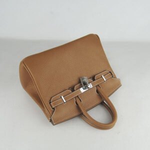 Hermes Birkin 25cm Handbag 6068 light coffee silver | AlmaBagz