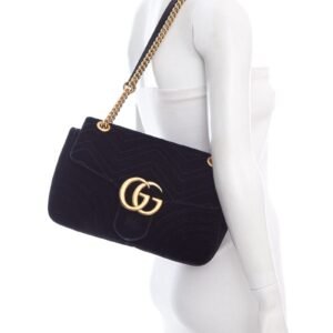 Gucci Black Velvet Marmont Handbag | AlmaBagz