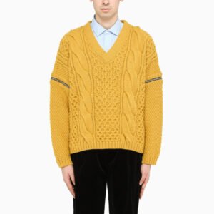 Gucci Yellow Knitted Sweater With Zip Detailing Men | AlmaBagz
