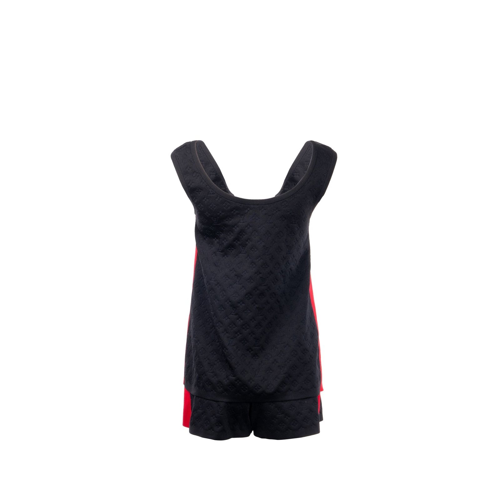 Louis Vuitton size XS Sporty Tank Top and shorts suit Embossed Monogram silk/polyamide black /red | AlmaBagz - Image 3