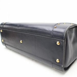 Gucci Horsebit Top Handle With Gold Horse Shoe Accents Blue Leather Satchel | AlmaBagz