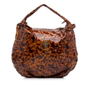 Gucci Hysteria Tortoise Shell Medium Brown Patent Leather | AlmaBagz