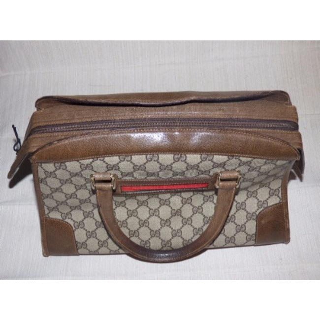 Gucci Ophidia Tote Bag W Guccissima Print Redgreen Stripe Brown Coated Canvas And Leather Satchel | AlmaBagz