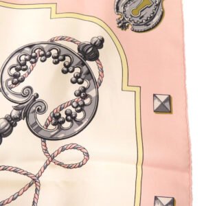HERMES scarf silk pink Carre90 LES CLES key pattern Women Used | AlmaBagz