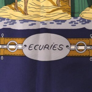 HERMES scarf silk Navy Carre90 ECURIES Stables Women Used | AlmaBagz