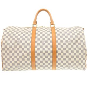 LOUIS VUITTON Boston Duffel bag N41429 Damier Azur Canvas white Keepall bandouliere55 | AlmaBagz