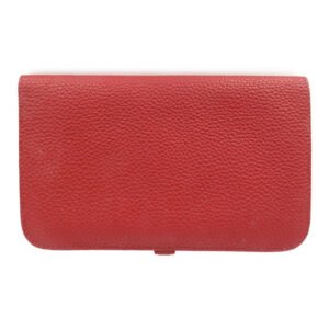 HERMES Long Wallet Purse Togo Red Dogon Duo GM Women Used | AlmaBagz