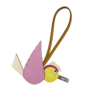 HERMES key ring Leather, Epsom Mauve Silbert Birdie Charm Kelly Plate Women Used | AlmaBagz