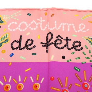 HERMES scarf silk Rose Carre90 Costume de Fete Women Used | AlmaBagz