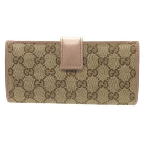 GUCCI Long Wallet Purse 245723 GG canvas, leather beige W Hook Wallet  Lovely heart Women Used | AlmaBagz