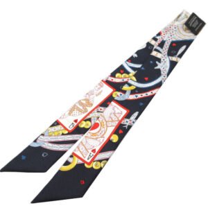 HERMES scarf silk Navy Twilly | AlmaBagz
