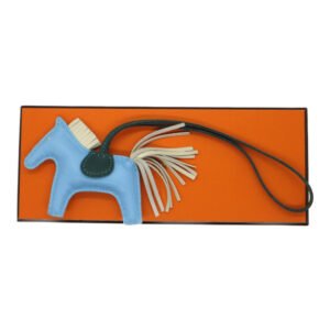 HERMES key ring leather Celeste Rodeo PM charm | AlmaBagz