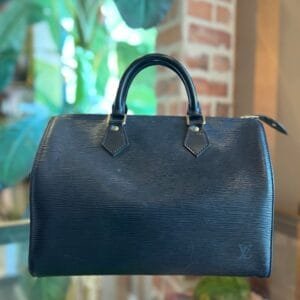 LOUIS VUITTON Speedy 30 Black Epi Leather Satchel Bag | AlmaBagz