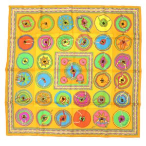 HERMES scarf silk Orange Carre90 "Mexican Dance" Belles of Mexico | AlmaBagz