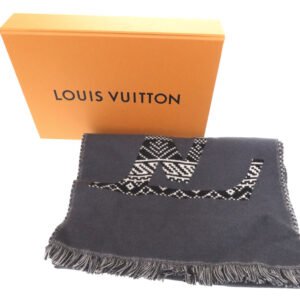LOUIS VUITTON Scarf M77947 wool gray Escharp monogram Two-Sided Wool Scarf | AlmaBagz