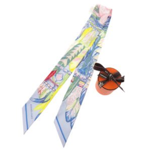 HERMES scarf silk Blue Ciel Twilly Dance Pacific Women Used | AlmaBagz
