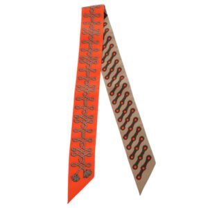 HERMES scarf silk Orange Twilly Galons et Brandebourgs Aiguillette and Brandenburg decoration | AlmaBagz