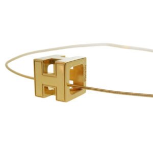 HERMES Necklace metal gold Cage de H H Cube Necklace | AlmaBagz