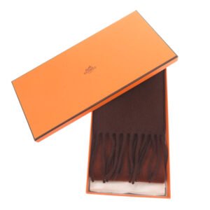 HERMES Scarf M10336 cashmere Brown skinny | AlmaBagz
