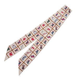 HERMES scarf silk cream Twilly Couvertures et Tenues horse wear Women Used | AlmaBagz