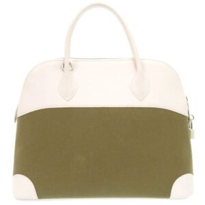 HERMES Handbag Toile Gibessière, Vaux Swift khaki Bored 37 | AlmaBagz