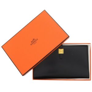 HERMES Bifold Wallet Box scarf black Saumur Diane | AlmaBagz