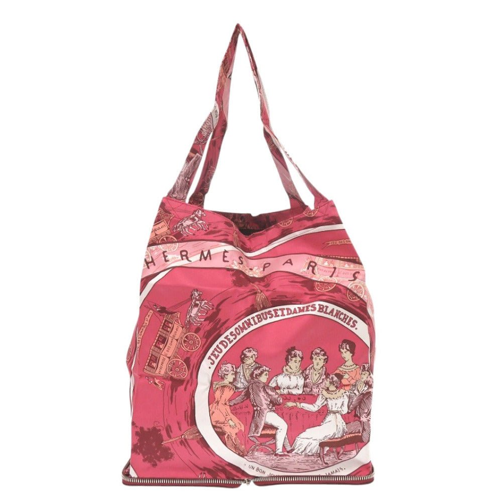 HERMES Tote Bag Buffl Rouge ash Silky Pop JEU DES OMNIBUS ET DAMES BLANCHES Omnibus Game and White Lady | AlmaBagz