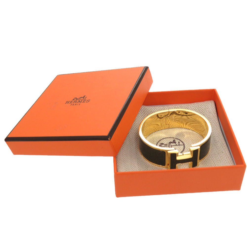 HERMES Bangle metal Noir de Re Click Crack H Glitter Women Used | AlmaBagz