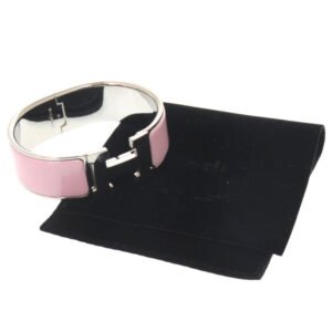 HERMES Bangle Palladium Plate pink Click crack GM Women Used | AlmaBagz
