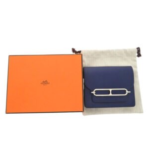 HERMES Coin case Evercolor Blue Safir Lowris Mini | AlmaBagz