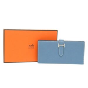 HERMES Long Wallet Purse Epsom Blue gene Beansufla | AlmaBagz