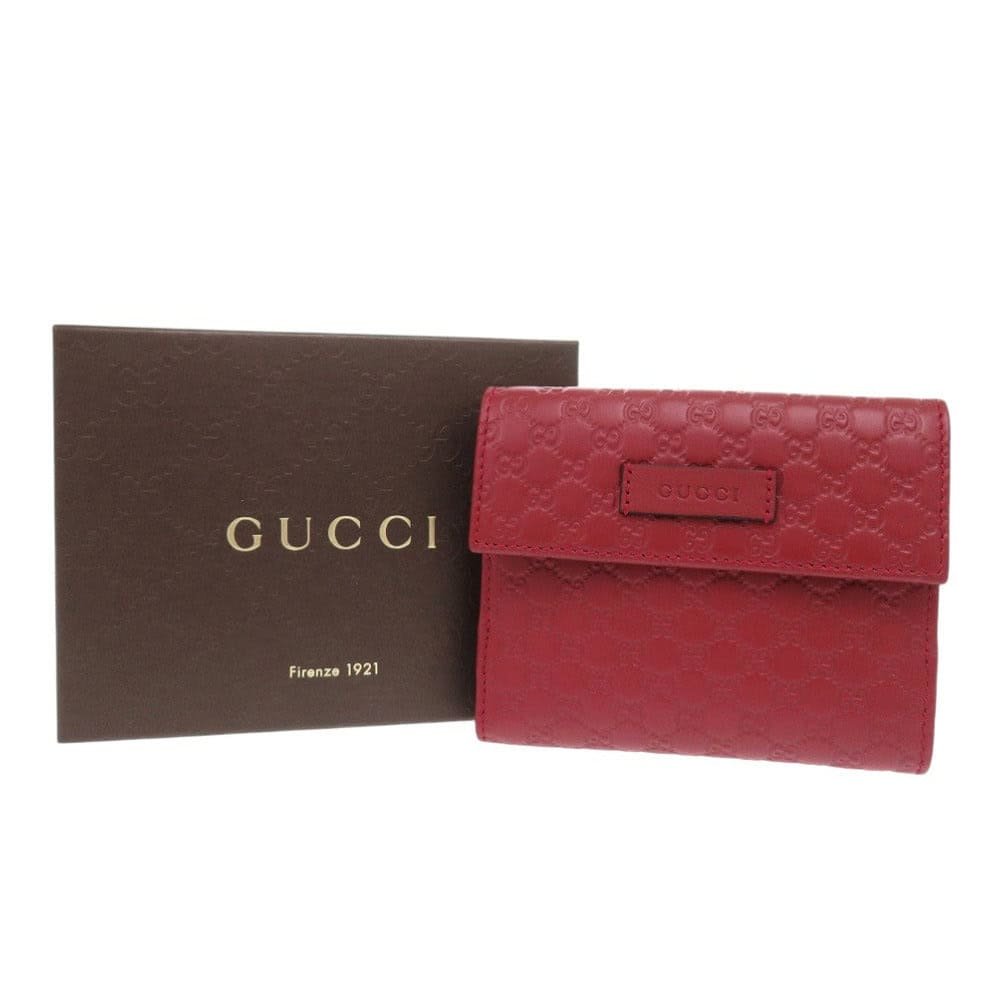 GUCCI Bifold Wallet 464916 leather Red Micro Guccisima | AlmaBagz