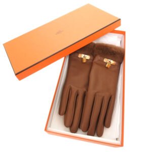 HERMES gloves Lambskin, Cashmere Camel Kelly Gloves 7 | AlmaBagz