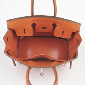 Hermes Birkin 25cm Handbag 6068 orange silver | AlmaBagz