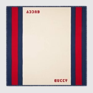 Gucci Guccy Striped Scarf in White | AlmaBagz