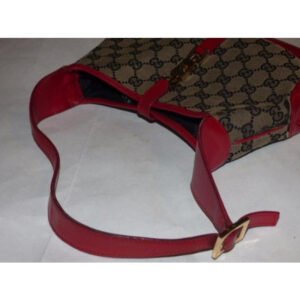 Gucci Jackie Shoulder Guccissima Print Style Top Handle Red And Brown G Logo Leather Hobo Bag | AlmaBagz