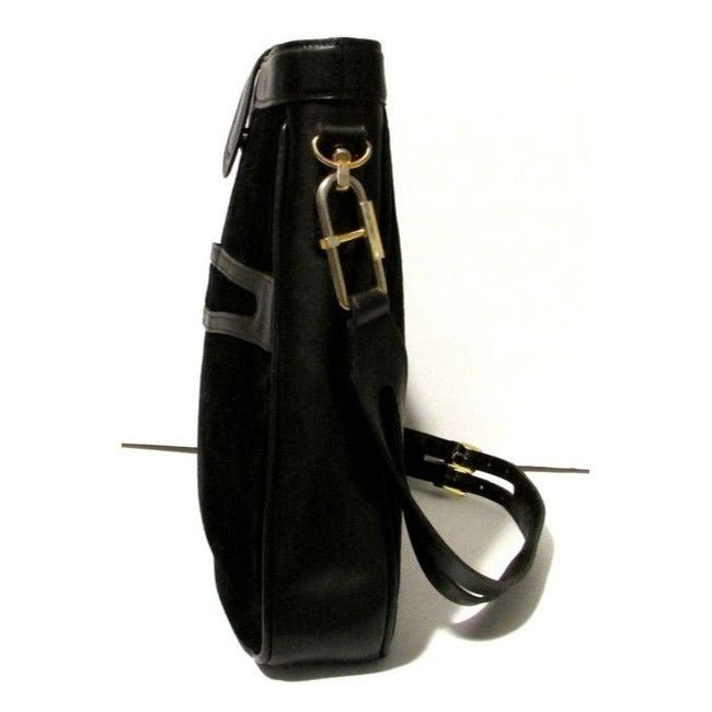 Gucci Vintage Black Suede And Leather Shoulder Bag | AlmaBagz
