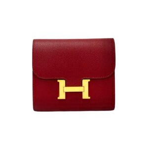 HERMES Bifold Wallet leather Red Constance Compact | AlmaBagz