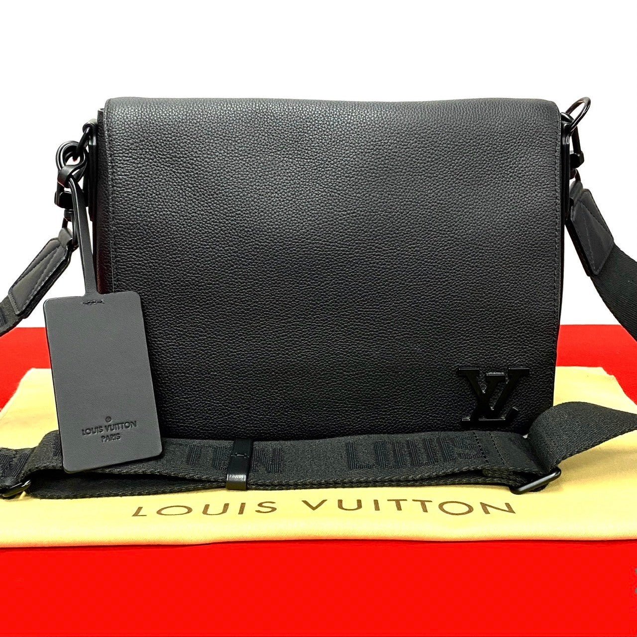 LOUIS VUITTON Shoulder Bag leather black LV Take Off Messenger | AlmaBagz - Image 10
