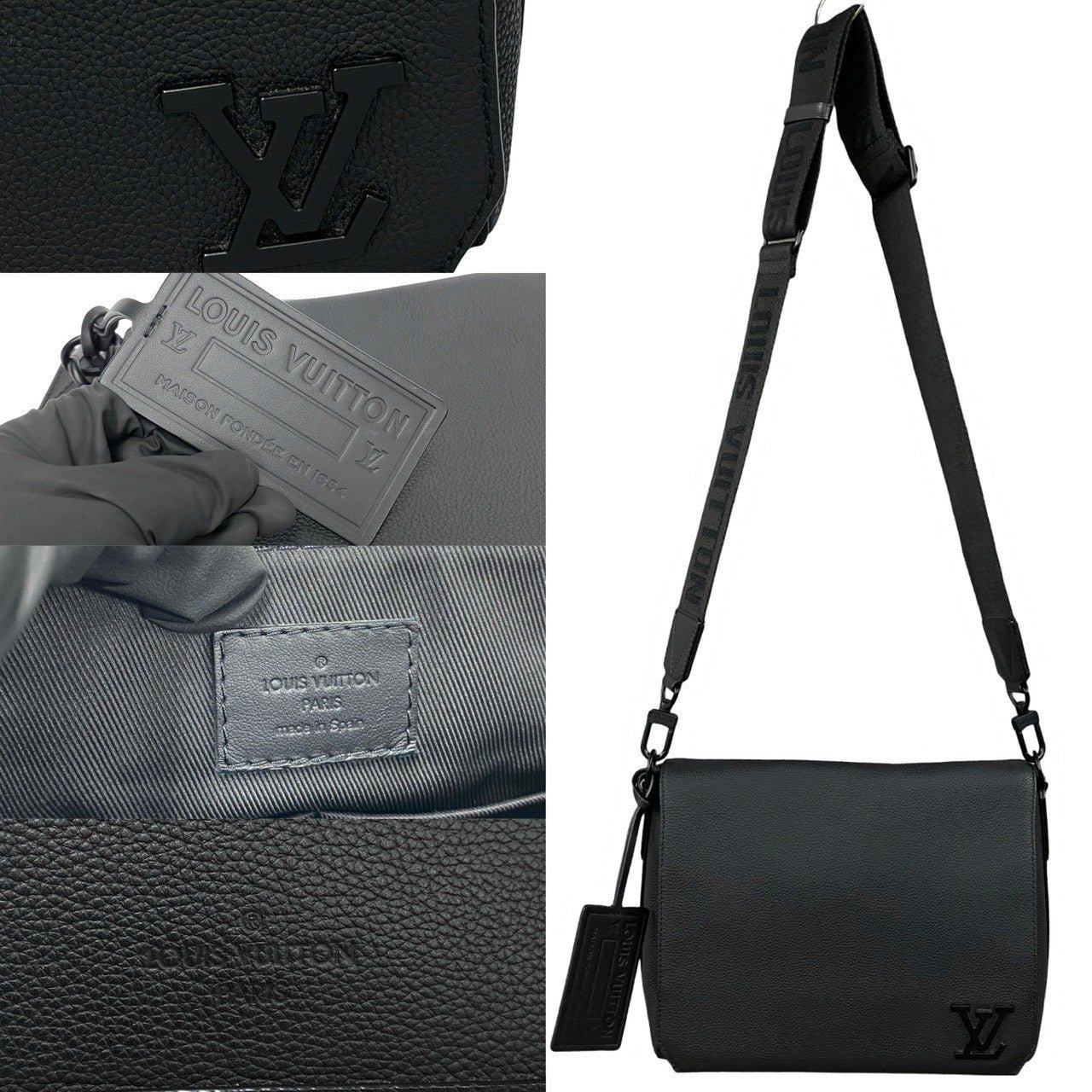 LOUIS VUITTON Shoulder Bag leather black LV Take Off Messenger | AlmaBagz - Image 3