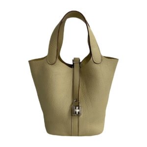 HERMES Handbag Taurillon Clemence beige Picotan Lock PM | AlmaBagz